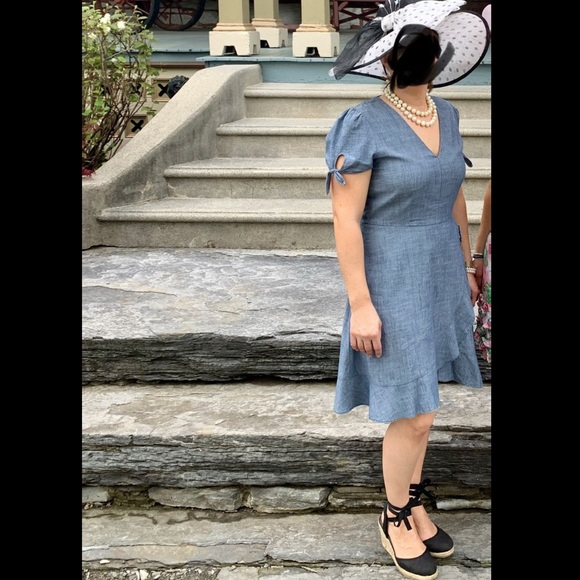 J Crew Chambray Wrap Dress - Picture 2 of 5